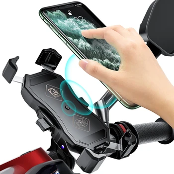 Motociklas Motociklo Telefono Turėtojas 15W Belaidžio Įkrovimo+QC 3.0 USB Įkroviklio pagalba Telefonu Ląstelių Mobilus Stendas Išmanųjį telefoną Prijungti