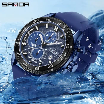 Naujas Sporto Vandeniui Žiūrėti SANDA 5314 Vyrų Mados Data, Chronometras Kvarcinis Laikrodis Prabangių Verslo Originalaus Dizaino Vyrų Laikrodis