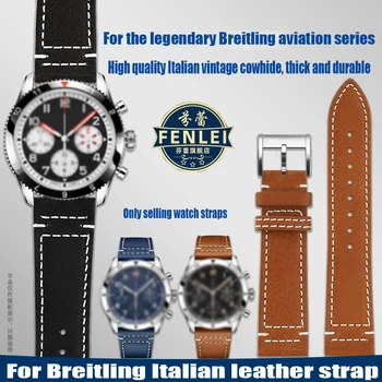 Už Breitling Legenda Aviacijos Super AVI karvės odos Watchband Blackbird Keršytojas italų Derliaus natūralios Odos Dirželis 20MM Apyrankė