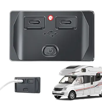 RV USB Lizdo Su Dangteliais Automobilių Dual USB Car Autobusų Įkroviklio Lizdas Adapteris 2/24 Voltų USB Maitinimo Skydelis Su Jungikliu Automobilio