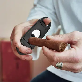Cigarų Pjovimo Nešiojamų v-Cut Aštrių Žirklių Nerūdijančio Plieno Žirklės-Giljotina Klasikinis Metalo Kišenėje Cigarų pjovimo įrankis rūkymas