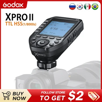 Godox Xpro II, TTL Wireless Flash Trigger 2.4 G 1/8000s HSS TTL-Convert-Siųstuvas, Didelis Ekranas, Canon Nikon Sony, Olympus Pent