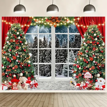 SHENGYONGBAO Kalėdų Eglutė Langą Vainikas Fotografijos Fonas Kambarį Apdaila Sniego naujieji Metai Fono Prop GHH-82