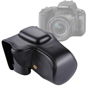 PULUZ Canon EOS 200D Atveju Fotoaparatas Full Body Fotoaparatą PU Oda Atveju Maišelis 18-55mm Objektyvo Apsauginis Dangtelis Canon EOS 200D krepšys