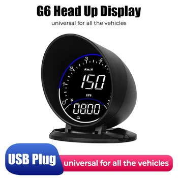 Su Aplinkos Šviesos Signalą Nustatyti Automobilių Head Up Display RPM MPH Spidometro Rida GPS Kompasas G6 HUD Skaitmeninis Laikrodis, Aukščio Matuoklis