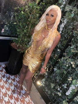 Aukso Seksualus, Grynas Deimantų Trumpas Prom Dresses Juoda Merginos Gimtadienio Suknelės, Puošnios Afrikos Mini Kokteilių Suknelės Homecoming