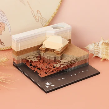 Mados 3D Notepad Su Japonų Šventyklos Formos Mažas Patogumui Po Pažymi, Dovana Naujųjų Metų Chirstmas