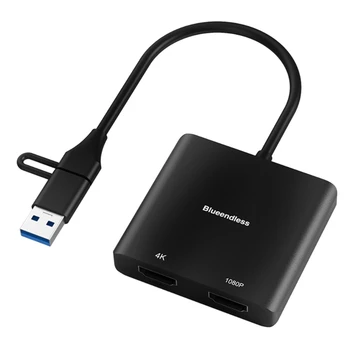 USB Tipo C iki Dviejų HDMIcompatible Stebėti Adapteris 4K30Hz 1080P 60hz, kaip Išorės Grafika Kortelės Nešiojamieji kompiuteriai