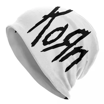 Korn-Logotipas Skullies Beanies Skrybėlės Goth Unisex Slidinėjimo Kepurės Šiltas Dual-naudoti variklio Dangčio Megzta kepurė