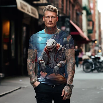 Kietas Ryklys 3D Spausdinimo T-shirt Vyrai yra Didelė Street trumpomis Rankovėmis T-shirt Vasaros Aukštos Kokybės Prarasti Atsitiktinis marškinėliai