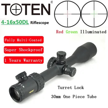 TOTEN 4-16x50 Bokštelis Užraktas Riflescope Azoto MVS Naktį Apšviesti Pusėje rėmelyje Shotting Medžioklės Tikslas Optinį Taikiklį .30-06