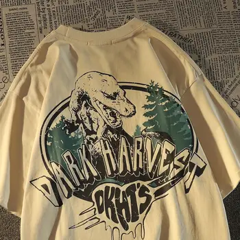 American Retro Grynos Medvilnės Trumpas Rankovėmis marškinėliai Vyrams ir Moterims Vasaros Ins Madingo Prekės ženklo Palaidų Montavimo Pusė Rankovėmis T-shirt
