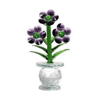 Crystal Violet Tripetal Gėlių Ornamentu Stiklo Prizmė Suncatcher Gėlių Statulėlės Vestuvių Namų Puošybai Amatų, Kūrybos Dovana