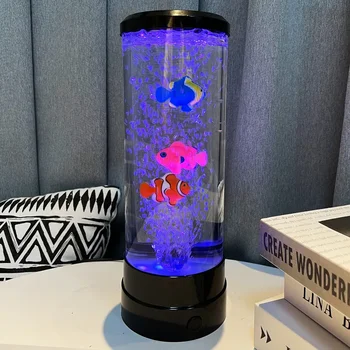 Elektroninių Žuvų Bakas Akvariumas Spalvinga Spalva Keičiasi Medūzos Mažas Naktį Lempos Kambarį Miegamasis Desktop
