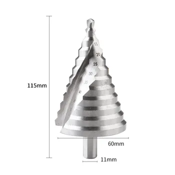 6-60mm Žingsnis Grąžto Spiralės formos Griovelio, Pagoda Skylę Cutter Metalo Lakštų Kūgio formos Grąžtas Trikampio Karka Žingsnis Skylę Atidarytuvas Plėstuvas
