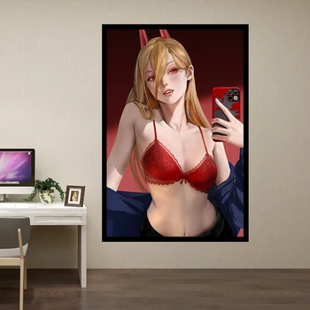 Japonų animacijos《Pjūklą Vyras》Drobės Plakatas Galia パワ seksualus HD didelės sienos meno dekoratyvinis dažymas Namų Dekoro Pasirinktinis dydis