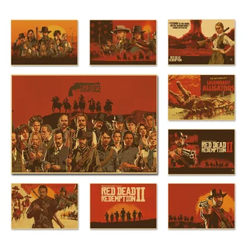 Red Dead Redemption Žaidimo Plakatas 30x45cm Retro Padengtas Popierius Sienos Plakatus Namų Dekoro Interneto Kavinė Baras Apdaila Meno Tapybos B