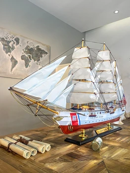 Sklandžiai burlaivio modelis papuošalai Rankų darbo gatavų rekvizitai Medinė valtis Haiying
