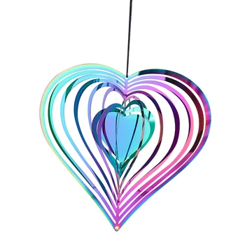 15CM Romantiškos Meilės Širdyje, Rainbow Sukasi Aurora Metalo Pakabukas Verpimo China Streamer Žavesio Pasakų Sodas Vestuvių Kabo Dekoro