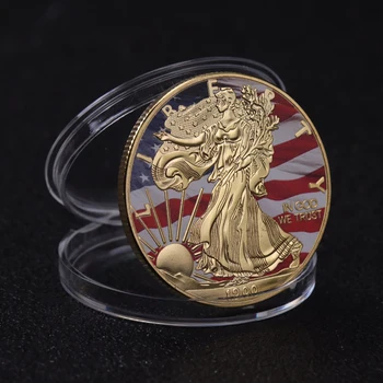 REPLIKA 1PC Amerikos Laisvės Statula 1900 Metais Paramos Spalvos Atspausdintas Metalo Monetą Dovana
