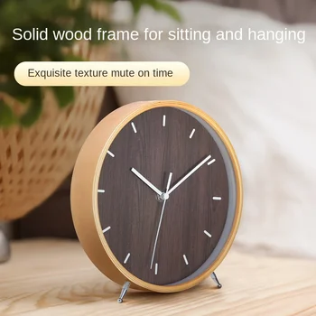 Gyvenamasis kambarys paprastas, modernus stalo laikrodis kūrybos laikrodis medžio masyvo namų sieninis laikrodis Šiaurės darbalaukio papuošalai silent animacinių filmų