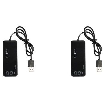 2X 3 Port USB 2.0 Hub Išorės 7.1 Ch Garso Korta Ausines Mikrofono Adapteris, Skirtas Pc Juoda