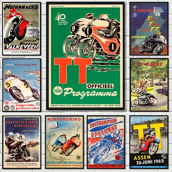 Senovinių Motociklų Lenktynės Plakatai TT Lenktynėse 