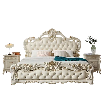 Europos stiliaus lovos, miegamojo, du kartus 1,8 m princesė baldų, odos, iškirpti prabangūs prancūzų stilius
