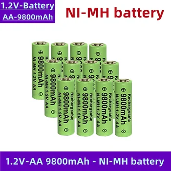 AA tipo nikelio-vandenilio įkraunamąją bateriją, 1.2 V, 9800 mAh didelės talpos, patvarus, paprastai naudojamos pelių, žadintuvai, žaislai ir kt