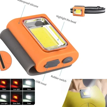 200LM LED Naktį Veikia Šviesos Žvejybos Įrašą Šviesos USB Įkrovimo Magnetas Vandeniui Nešiojamų Pėsčiomis Lempos Sporto Krūtinės Šviesos