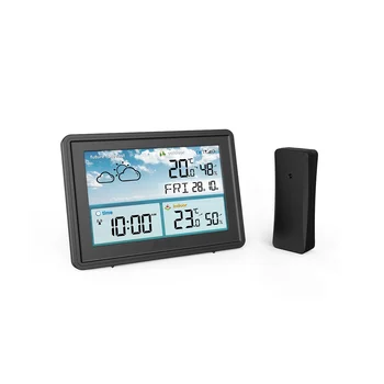 Bevielis Skaitmeninis Spalvotas LCD Ekranas Termometras su Drėgmėmačiu Prognozė Jutiklis Šalčio Kalendorius(B)ES Plug