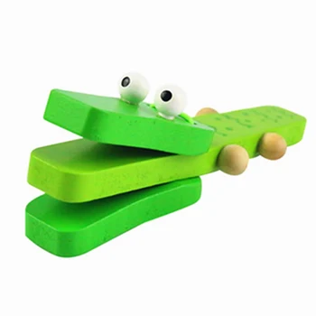 Krokodilo Formos Medienos Castanet Muzikos Instrumentas, Animacinių Filmų, Muzikos Švietimo Barška Dovana Montessori Švietimo Žaislai