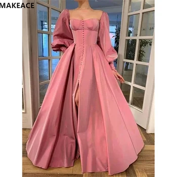 Ryškiai Rožinės Spalvos, A-Line Bridesmiad Suknelės Stebėjimo Nėrinių Ilgai 2023 Satino Grindų Ilgis Oficialus Moterų Vestuvės Dress