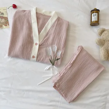 Marlės Medvilnės Moterų Slaugos Pižamos Homewear Pavasarį, Rudenį Motinystės Pižama Nustatyti Ilgomis Rankovėmis Nėštumo Sleepwear Kostiumas