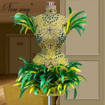 Naujas Mados Žalios Plunksnos Vakaro Suknelės Chalatai De Soiree Elegantiškas Mini Duobute Kokteilių Suknelė 2023 Prom Šalis Suknelė Pagal Užsakymą