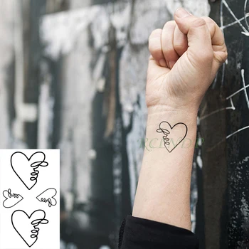 Atsparus vandeniui Laikina Tatuiruotė Lipdukas paprastas širdies linija mažo dydžio, meno tatto 