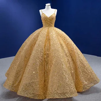 Aukso Charro Quinceanera Suknelės Kamuolys Suknelė Spagečiai Dirželiai Blizgančiais Perlai, Uždusęs Meksikos Saldus 16 Suknelės 15 Anos