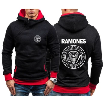 Fghfg Ramone antspaudas grafinis vyrų hoodie palaidinukė naujas plonas megztinis hoodie įstrižainės užtrauktukas hoodie palaidinukė