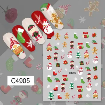 1PCS 3D Kalėdų Senelis, Animacinių filmų Nagų Lipdukai Kalėdų Meduoliai su imbiero priedais Vyras Slankmačiai Sniego Snaigė Nagų Dailės Lipdukai Nagų Dekoravimo#M3