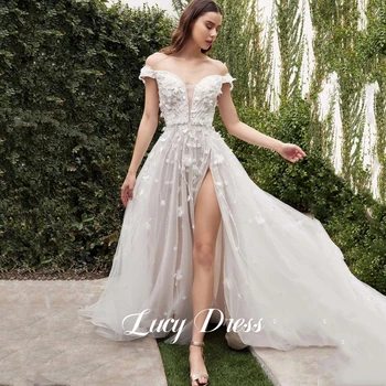 Liucija Vestuvių Suknelė Baltos Gėlės Suknelės Nuotaka Elegantiškas Šalies Moterų 2024 Prabanga Vakarą Ilgai Oficialų Prom Naujų Moteris, Chalatai Svečias