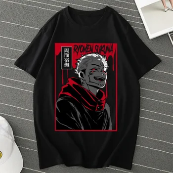 Japonų Anime Džiudžiutsu Sukuna Ryoumen Grafinis T-shirt Vyrai Moterys Mados Negabaritinių T Shirts Vyrų Manga Mados Marškinėlius Y2k Viršūnės
