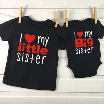 1PC Atitikimo Marškinėliai Brolių, Seserų Marškinėliai Big Sister seselė Atitikimo Šeimos Marškinėliai Vaikams Mergina Tshirts Kūdikių Bodysuits