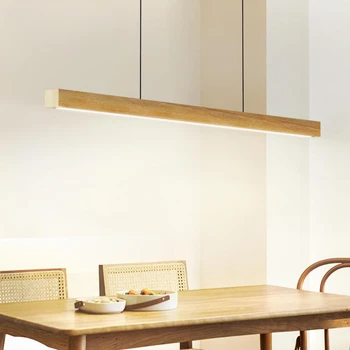 Šiuolaikinių LED Pakabukas šviesaus medžio Ilga Juosta valgomojo stalo lempa pakabos Liustra gyvenimo valgomasis, virtuvės apšvietimo šviestuvas