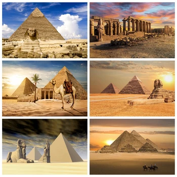 Egipto Piramidžių Fone, Egipto, Senovės Architektūros Griuvėsiai Sfinksas Dykumoje Dangus, Debesys Suaugusiųjų Kūdikių Portretinės Fotografijos Fone