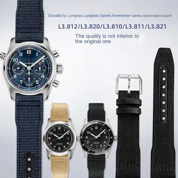 Už Longines pioneer Sporto serijos watchband L3.810/L3.820 sporto drobės dirželis 20mm 21mm 22mm Vyrų oda apačioje Priedai