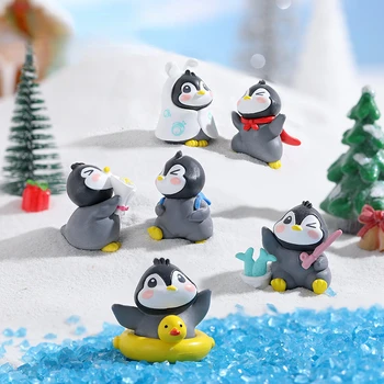 6pcs/set Mini Žiemos Pingvinas Miniatiūriniai Mini 