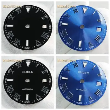 Bliger 29.2 mm, black/blue sterilūs dial tinka 2836/2824 2813/3804Miyota 82 serija judėjimo 39-41mm žiūrėti atveju