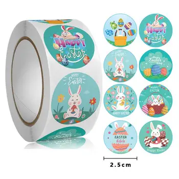 500pcs Naujas Velykų Dieną Bunny Triušiai Lipdukas 8 Dizainas Roll Lipdukai Mielas linksmų Velykų Lipdukai Vaikams, Vaikams Kortelės Scrapbooking