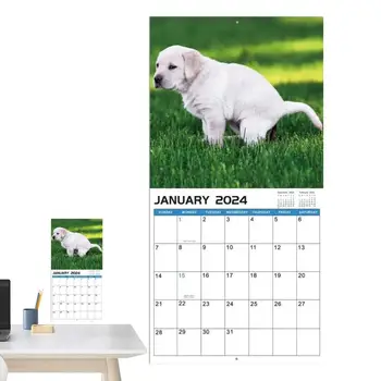 Šunys Pooping Kalendorius 2024 Šuo Pobūdžio Skambučių Mėnesio Kalendorius Juokinga Sienos Meno Kamštukas Humoro Dovana Išdaiga Kalendorius 2024 Kalendorius