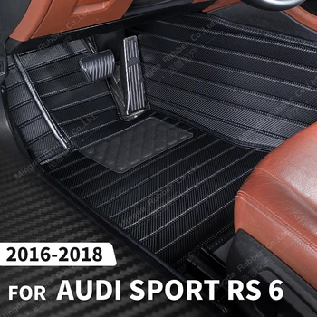 Custom Anglies Pluošto stiliaus Grindų Kilimėliai Audi Sport RS 6 2016 2017 2018 Koja kiliminė danga Padengti Automobilių Interjero Priedai